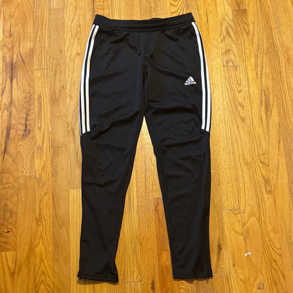 Adidas Black Joggers with White Stripes